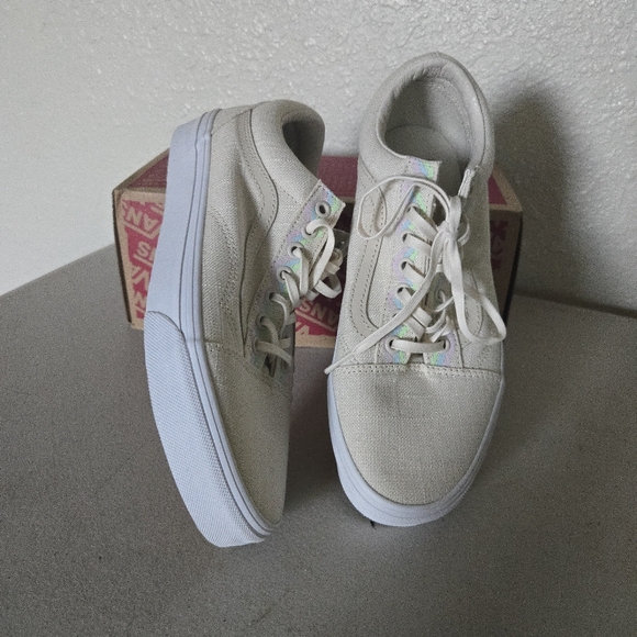 Vans Classic Old Skool Hemp Linen Women 9.5 Off White Textured Shoes New 082025 - Picture 5 of 8